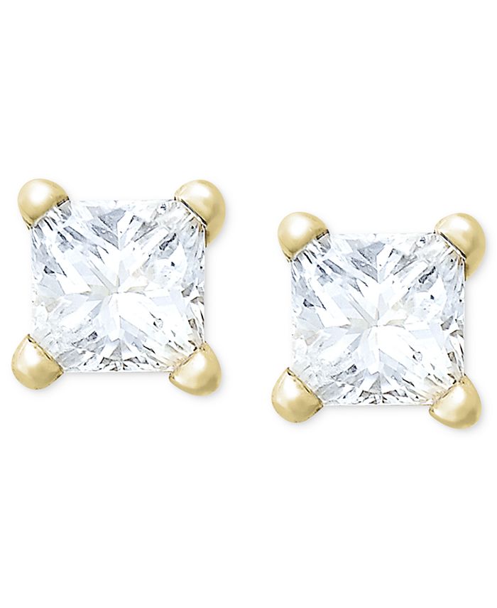Macy's princess cut diamond sale earrings