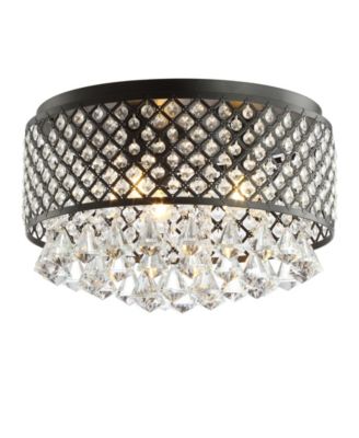 Evelyn 17" 3-Light Crystal Drops/Metal LED Flush Mount