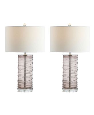 Cole 27.5" Modern Fused Glass Cylinder LED Table Lamp - Set of 2