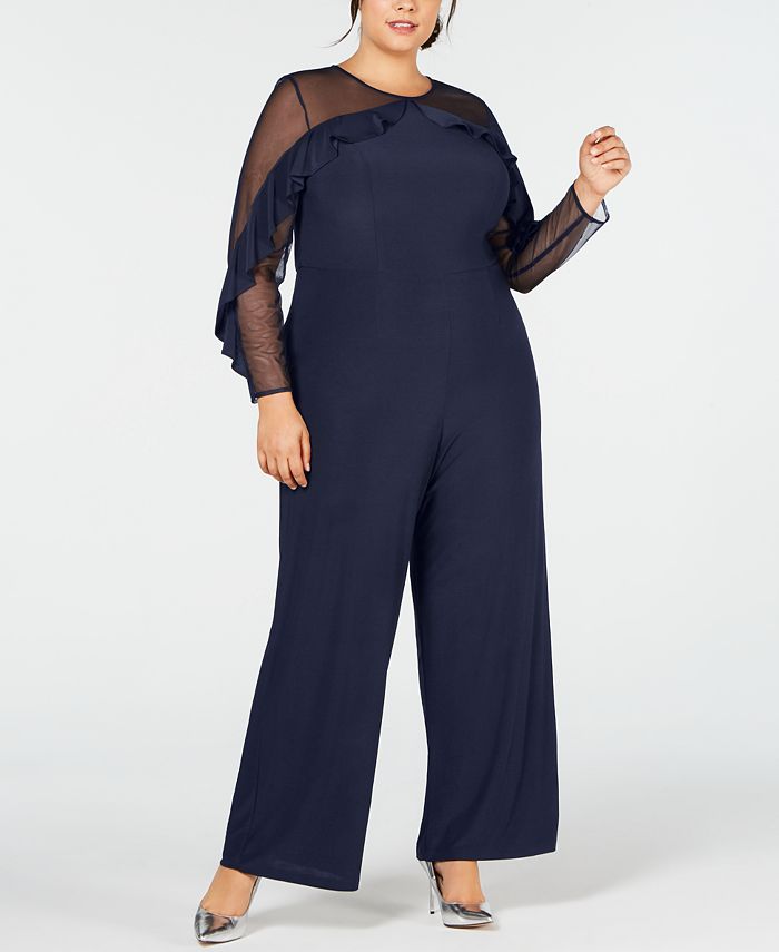 R & m richards illusion ruffle jumpsuit clearance