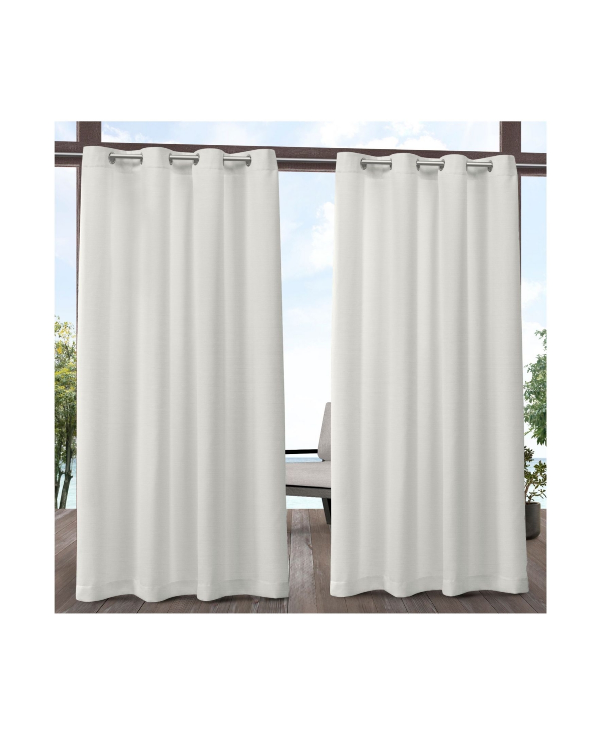 Delano Heavyweight Textured Indoor/Outdoor Grommet Top Curtain Panel Pair, 54" x 84" - Natural