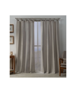 Exclusive Home Loha Linen Braided Tab Top Curtain Panel Pair, 54" X 84" In Beigekhaki