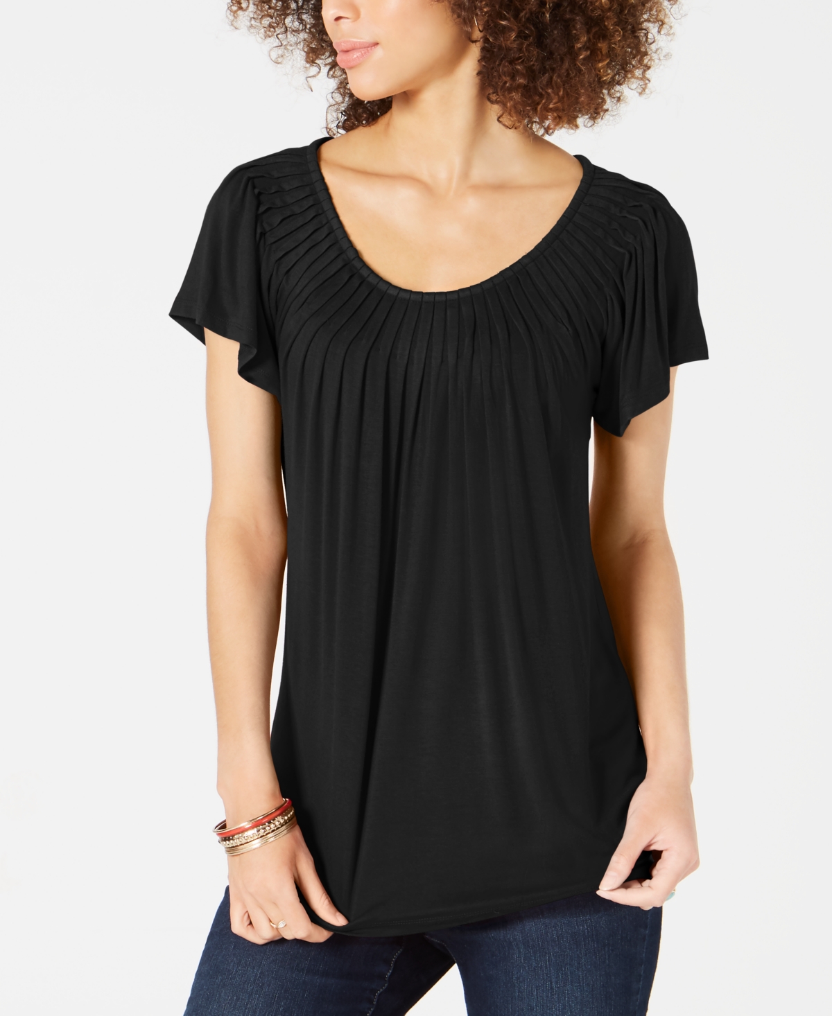 Style & Co Pleated-Neck Top, Created for Macy's - Macy's