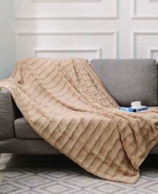 Cheer Collection Ultra Soft Faux Fur to Microplush Reversible Oversized Throw - Macy's