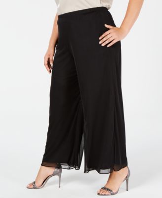 Plus Size Mesh Wide-Leg Pants
