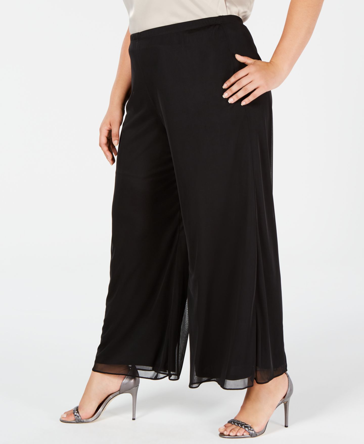 Женские брюки MSK Mesh Wide-Leg Dress Pants, цвет: Чёрный — фото 3