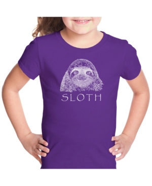La Pop Art Girl's Word Art T-Shirt - Sloth