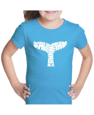La Pop Art Girl's Word Art T-Shirt - Save The Whales
