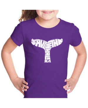 La Pop Art Girl's Word Art T-Shirt - Save The Whales