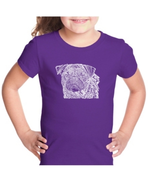 La Pop Art Girl's Word Art T-Shirt - Pug Face