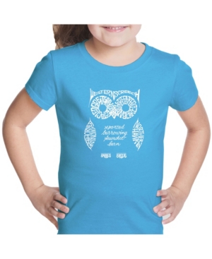 La Pop Art Girl's Word Art T-Shirt - Owl