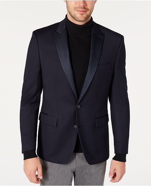 Ryan Seacrest Distinction Men S Modern Fit Navy Grid Pattern