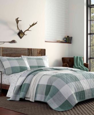Eddie Bauer - Boulder Plaid Green Reversible 2-Piece Twin Quilt Set