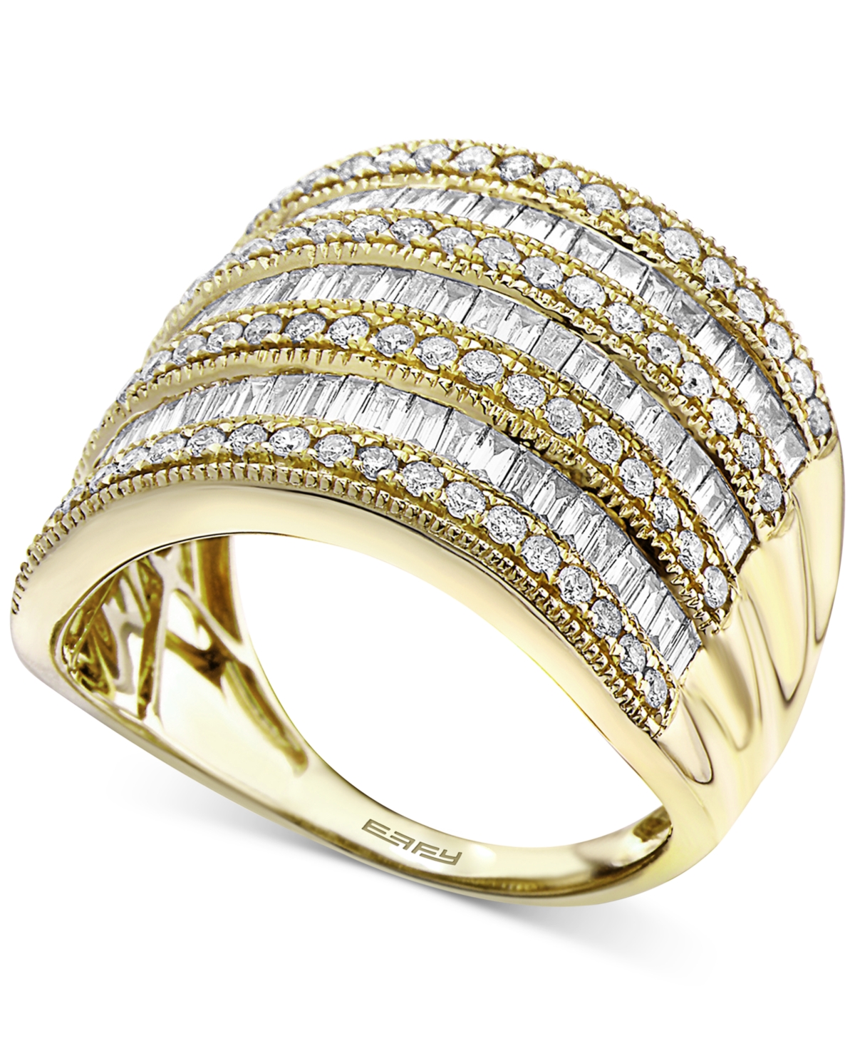 Effy Collection Effy Diamond Multi-row Statement Ring (1-1/2 Ct. T.w.) In 14k Gold In Yellow Gold