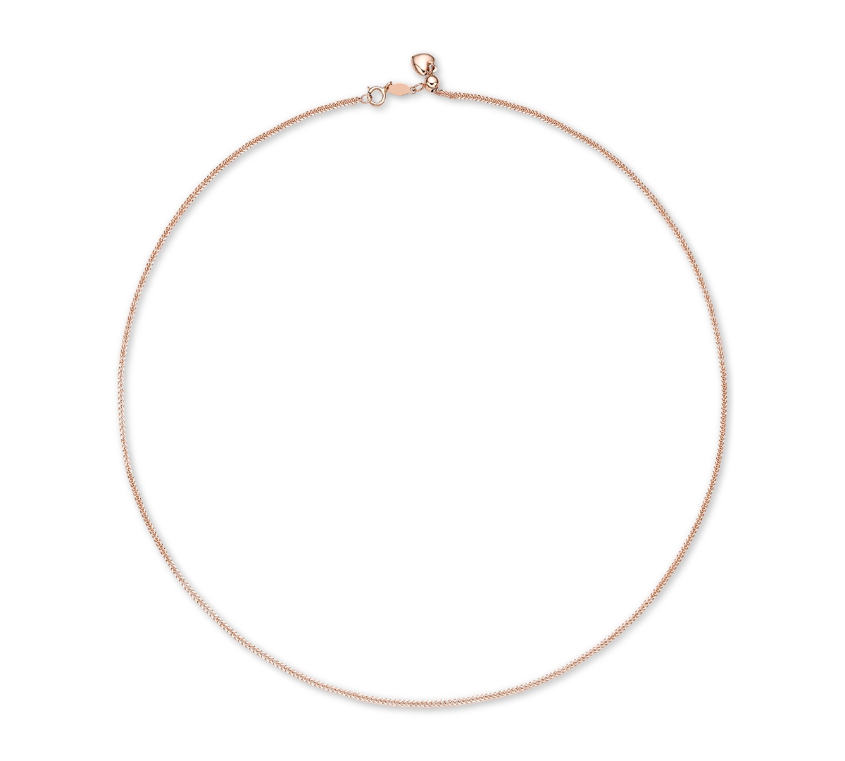 Wheat Link 18" Chain Necklace in 18k White Gold or 18k Rose Gold - Rose Gold