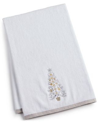 white towels with silver trim