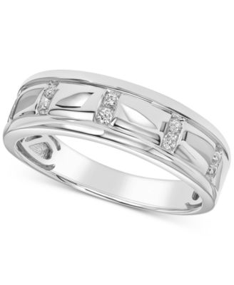 Macy's - Men's Diamond Band (1/10 ct. t.w.) in 10k Yellow Gold or 10k White Gold