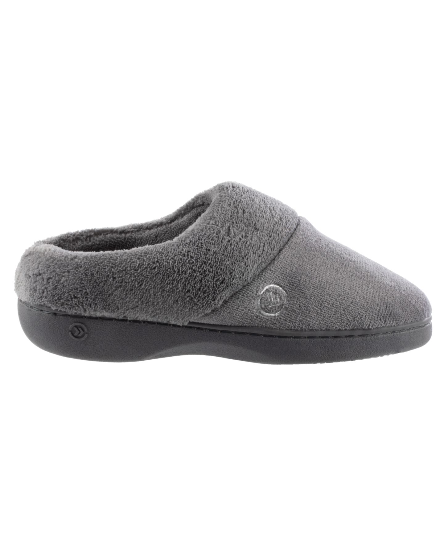 Женские тапочки Isotoner Signature Micro Terry Sport Hoodback Slippers, цвет: Пепельный — фото 1