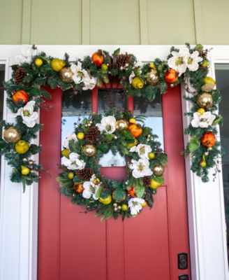 Village Lighting 9' Pre-Lit LED Garland - Magnolia Orchard