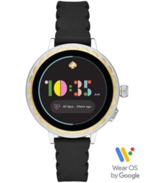 image of kate spade new york Women-s Scallop Black Silicone Strap Touchscreen Smart Watch 41mm, Powered by Wear Os by Google