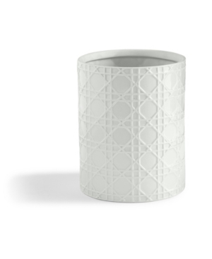 Shop Cassadecor Wicker Embossed Porcelain Waste Basket In White