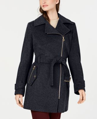 michael kors hooded belted wool coat