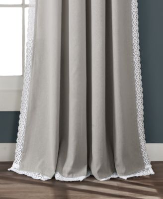 Lush Decor Rosalie Light Filtering Window Curtain Panels, Pair, 54" W x 95" L, Light Gray - Lace Curtains for Living Room - Vintage
