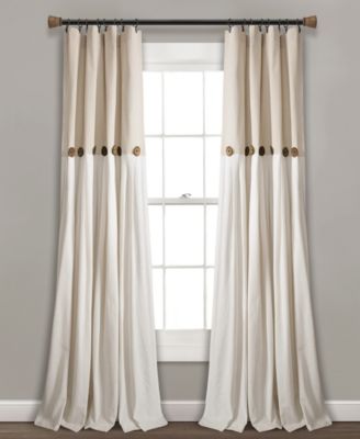 Lush Decor Linen Button Window Curtain Panel, Single, Country Curtains - Rustic Decor