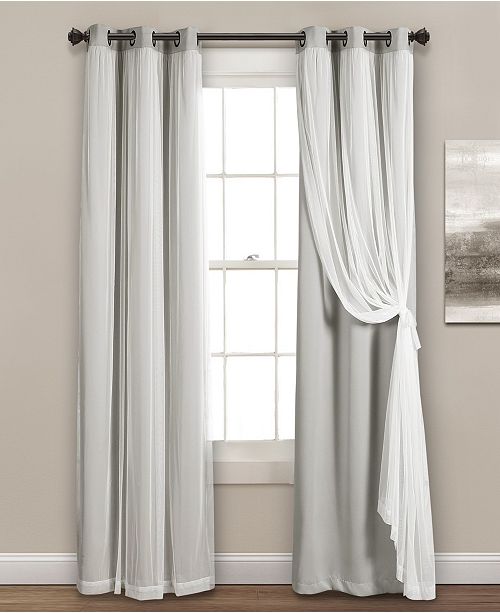 Lush Decor Solid And Sheer Layered 38 X 108 Blackout Curtain Set