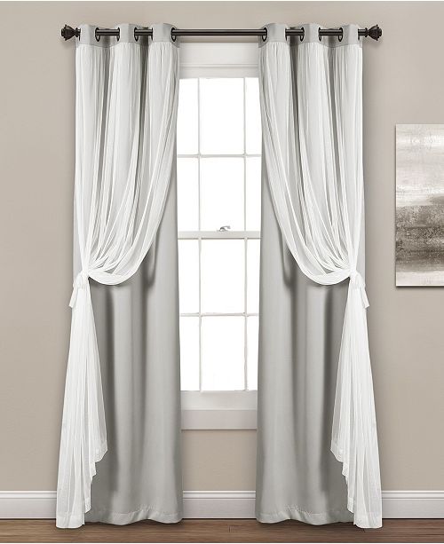 Lush Decor Solid And Sheer Layered 38 X 120 Blackout Curtain Set