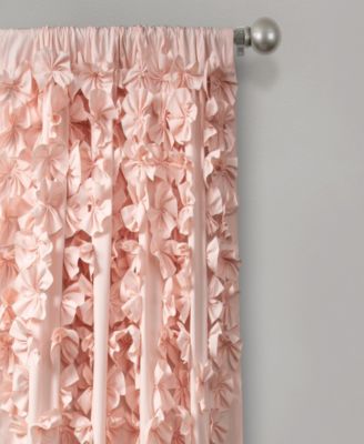 Lush Decor Riley Light Filtering Window Curtain Pane L, Blush - Cute Curtains for Bedroom - Bow Decor - Coquette Curtains for Windows