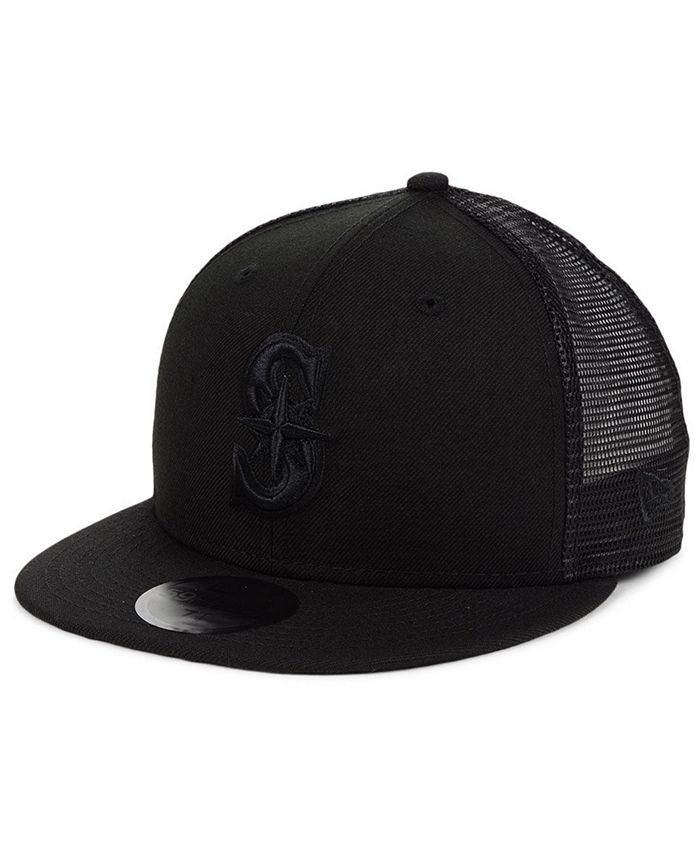 New Era Seattle Mariners Blackout Meshback 59FIFTYFITTED Cap Macy's