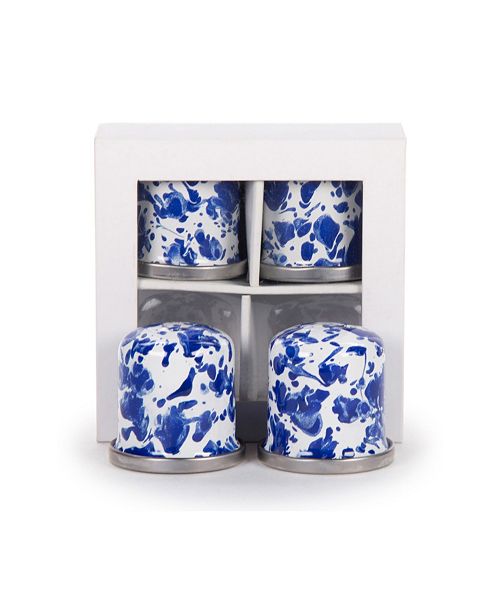 Golden Rabbit Cobalt Swirl Enamelware Collection Salt And Pepper