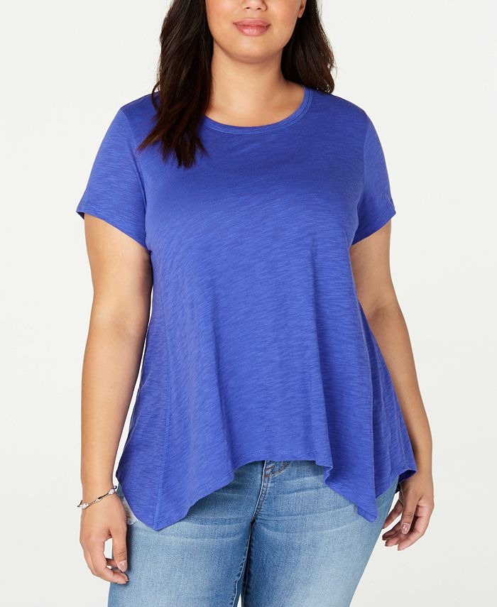 Style & Co Plus Size Cotton Handkerchief-Hem Knit Top, Created for Macy ...