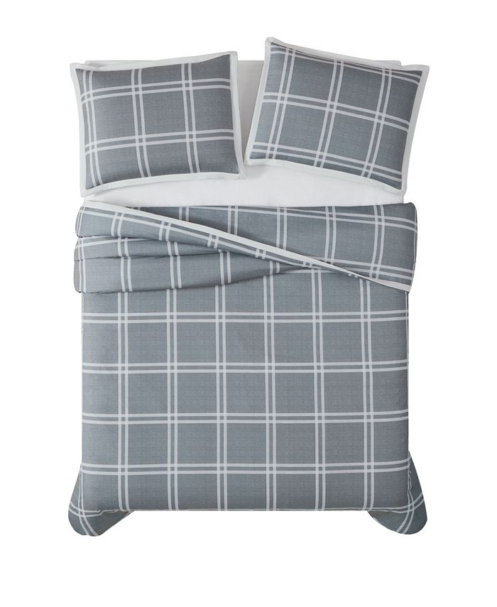 Set Copripiumino Truly Soft Everyday Leon Plaid Full/Queen - Grigio, Morbido E Ipoallergenico