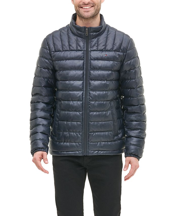 Tommy Hilfiger - Men's Quilted Faux Leather Puffer Jacket