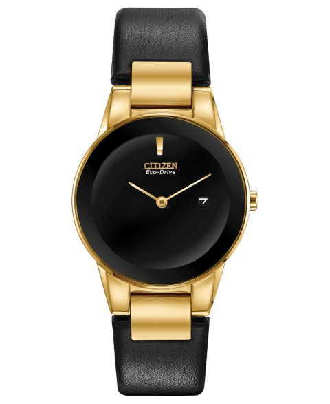 Женские часы Citizen Eco-Drive Axiom Black Leather Strap Watch 30mm