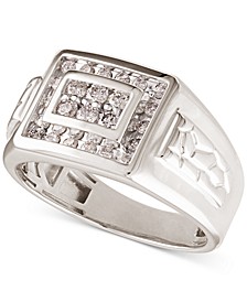 Men's Diamond Cluster Nugget Detail Ring (1 ct. t.w.) in 10k Yellow Gold (Also in 10K White Gold or 10k Rose Gold)