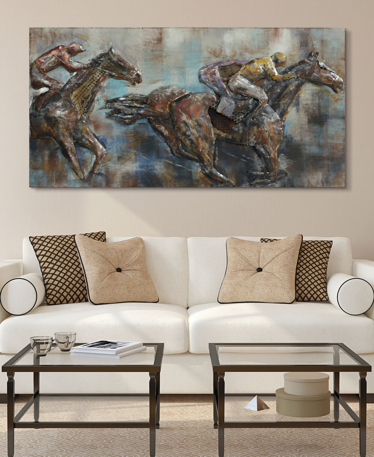 Empire Art Direct 'Race Day' Mixed Media Iron Hand Painted Dimensional Wall Sculpture -