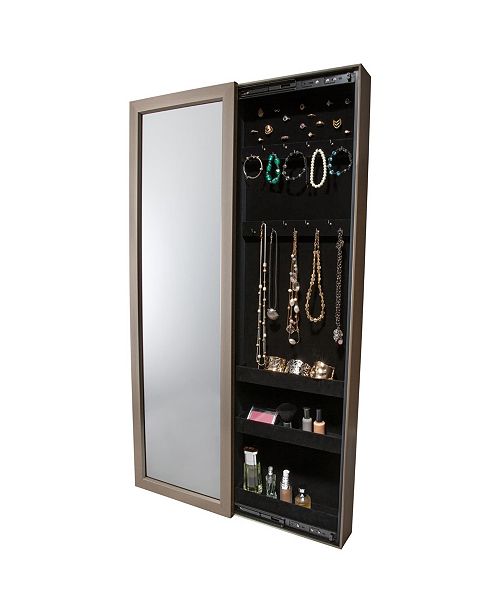 Simplify Wall Mounted Sliding Mirror Door Jewelry Cabinet