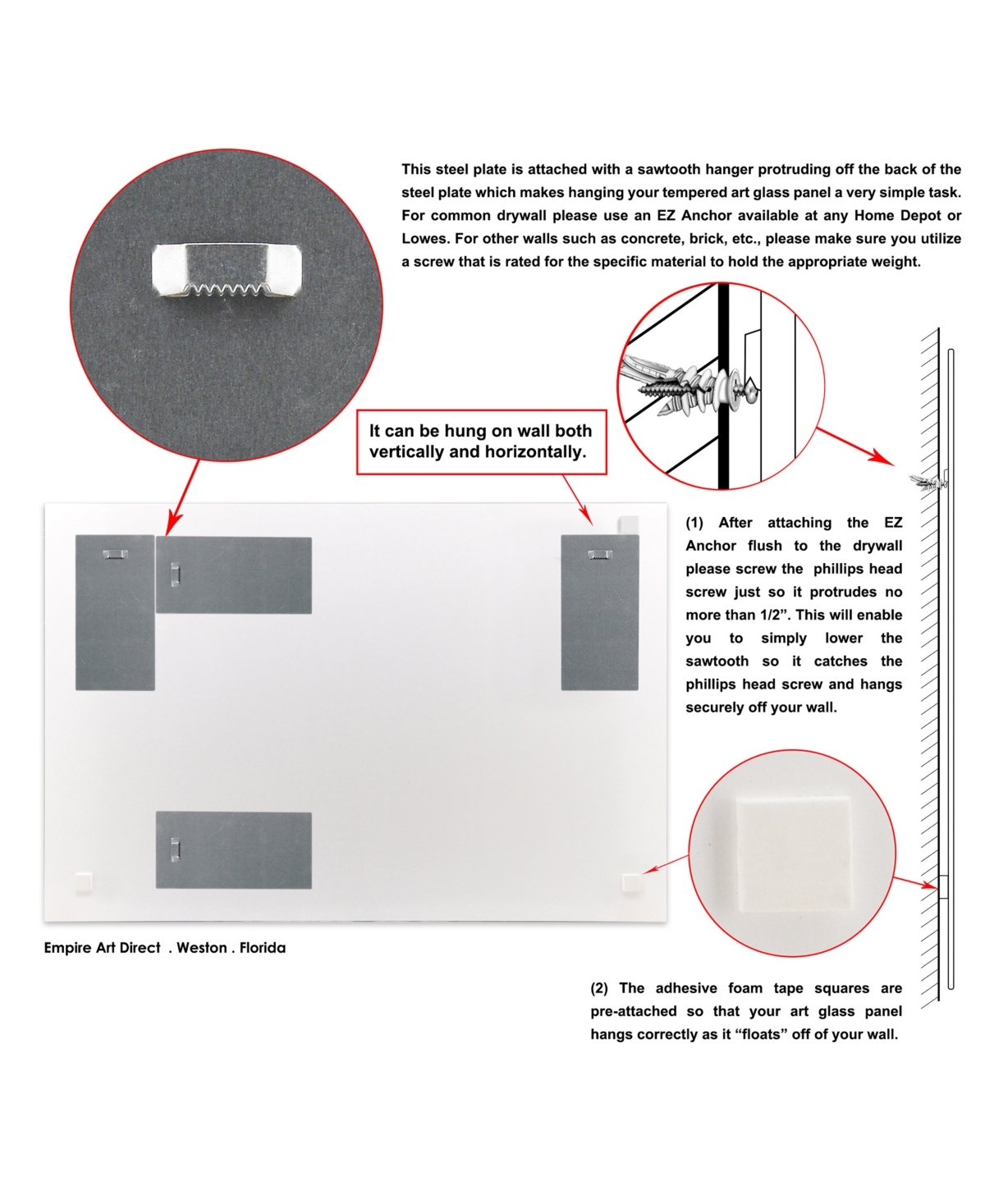 Empire Art Direct 'Motivos' Frameless Free Floating Tempered Art Glass Wall Art - 48''
