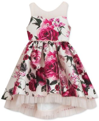 Rare Editions Little Girls Floral-Print Illusion Dress - Macy's