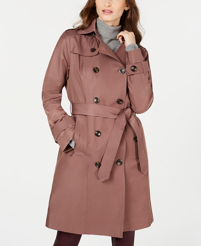 London Fog - Double-Breasted Hooded Trench Coat