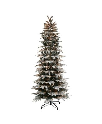 Puleo International 6.5 Ft. Pre-Lit Slim Flocked Aspen Fir Artificial ...