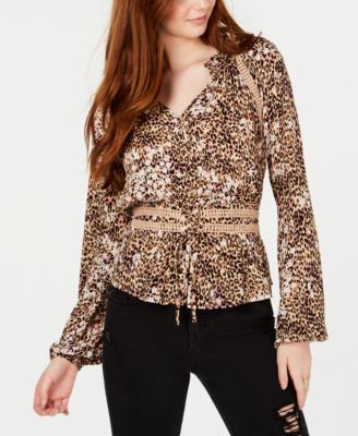 American Rag - Animal-Print Corset Peasant Top