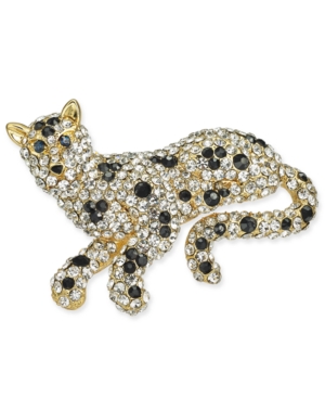 image of Charter Club Gold-Tone Crystal Lion Pin, Created for Macy-s