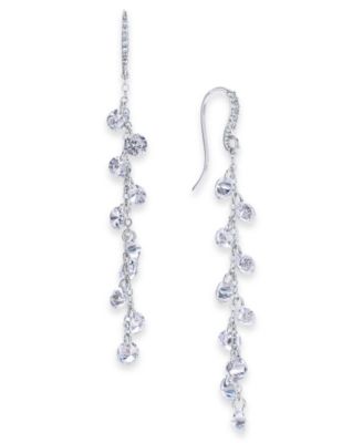 silver linear drop earrings