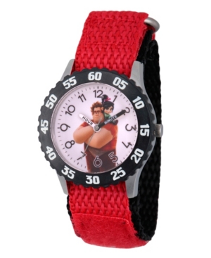 image of EwatchFactory Boy-s Disney Red Stainless Steel Time Teacher Strap Watch 32mm