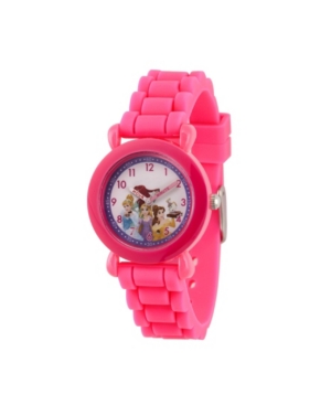 EwatchFactory Girl's Disney Princess Ariel Belle Rapunzel Cinderella Pink Plastic Time Teacher Strap Watch 32mm