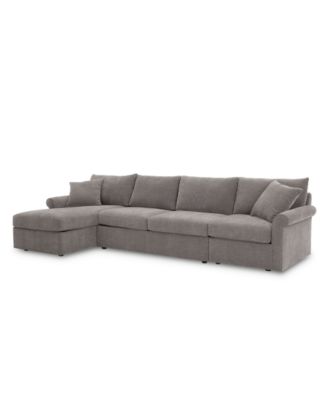 CLOSEOUT! Wedport 3-Pc. Fabric Sectional with Sleeper and Chaise, Created for Macy's